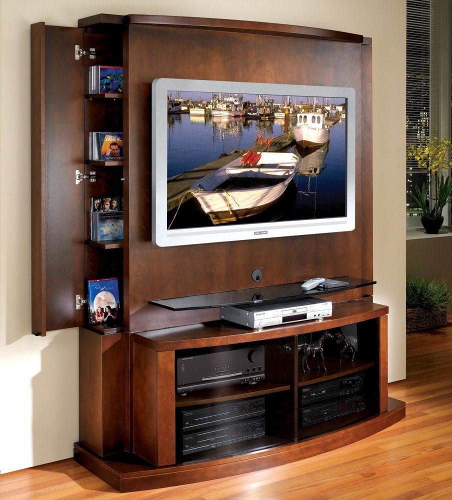 Modern tv stand with back outlet panel