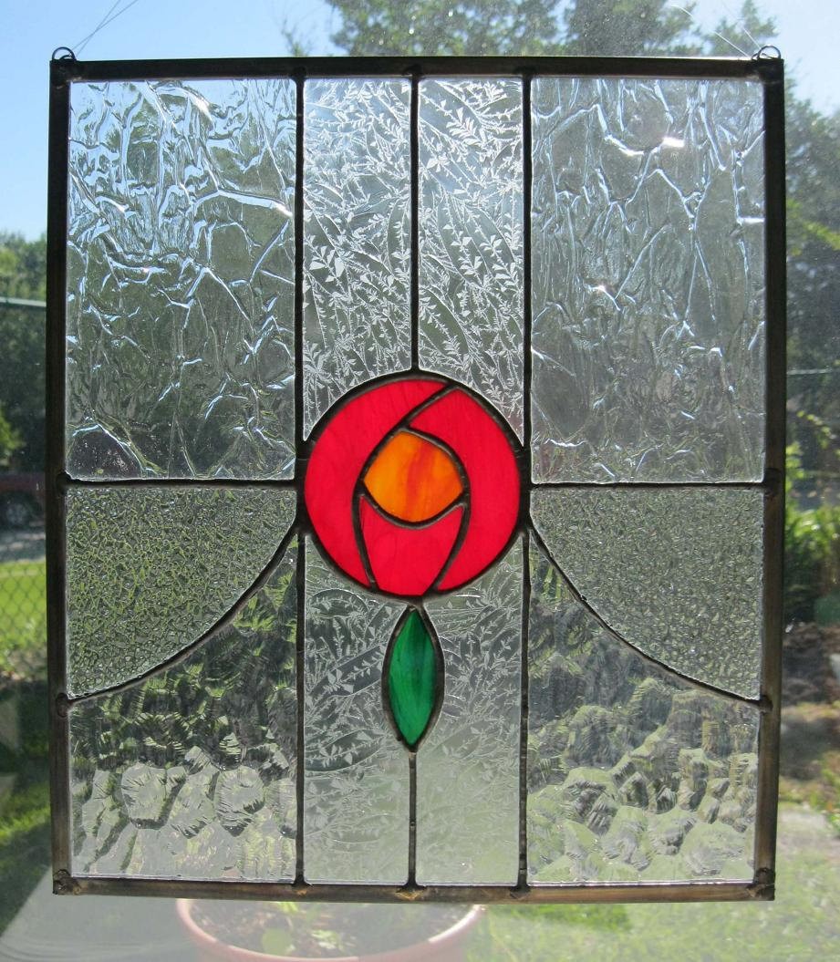 Victorian style stained glass panel olde