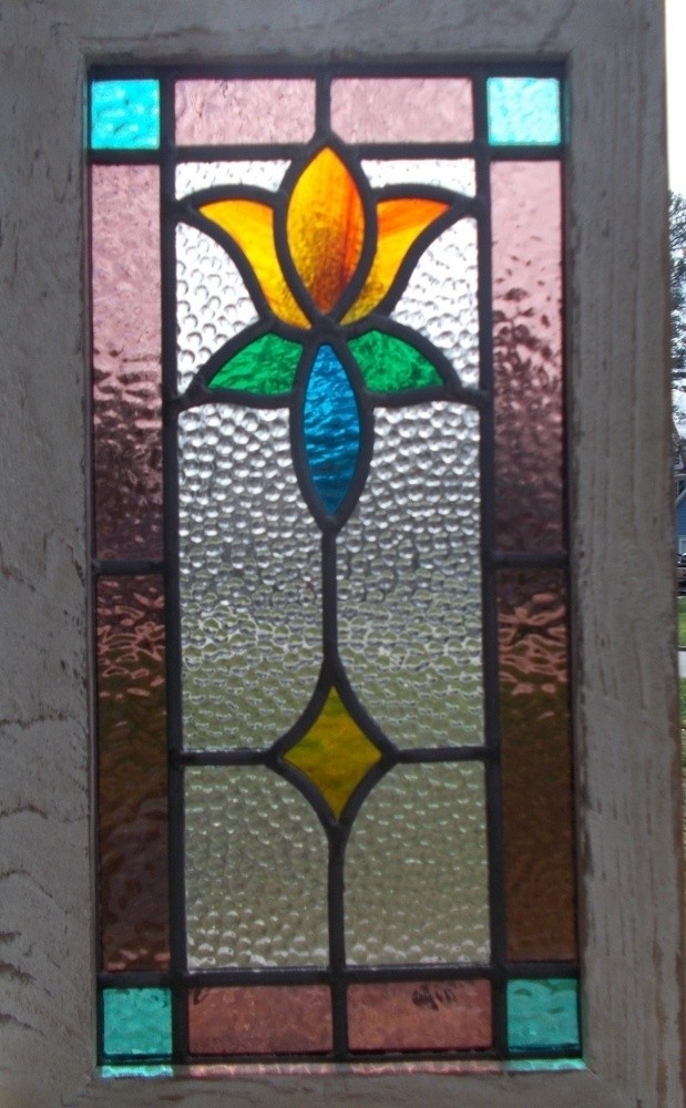 Victorian Tulip Leaded Stained Glass Window