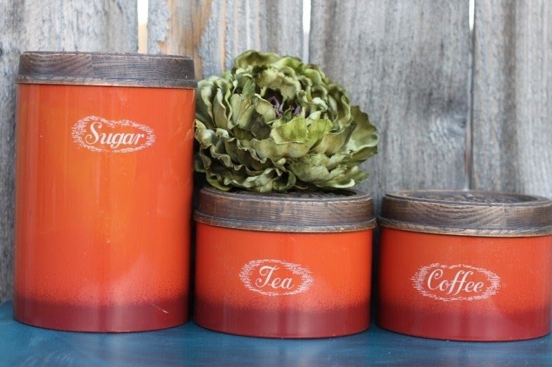 Vintage orange canister set