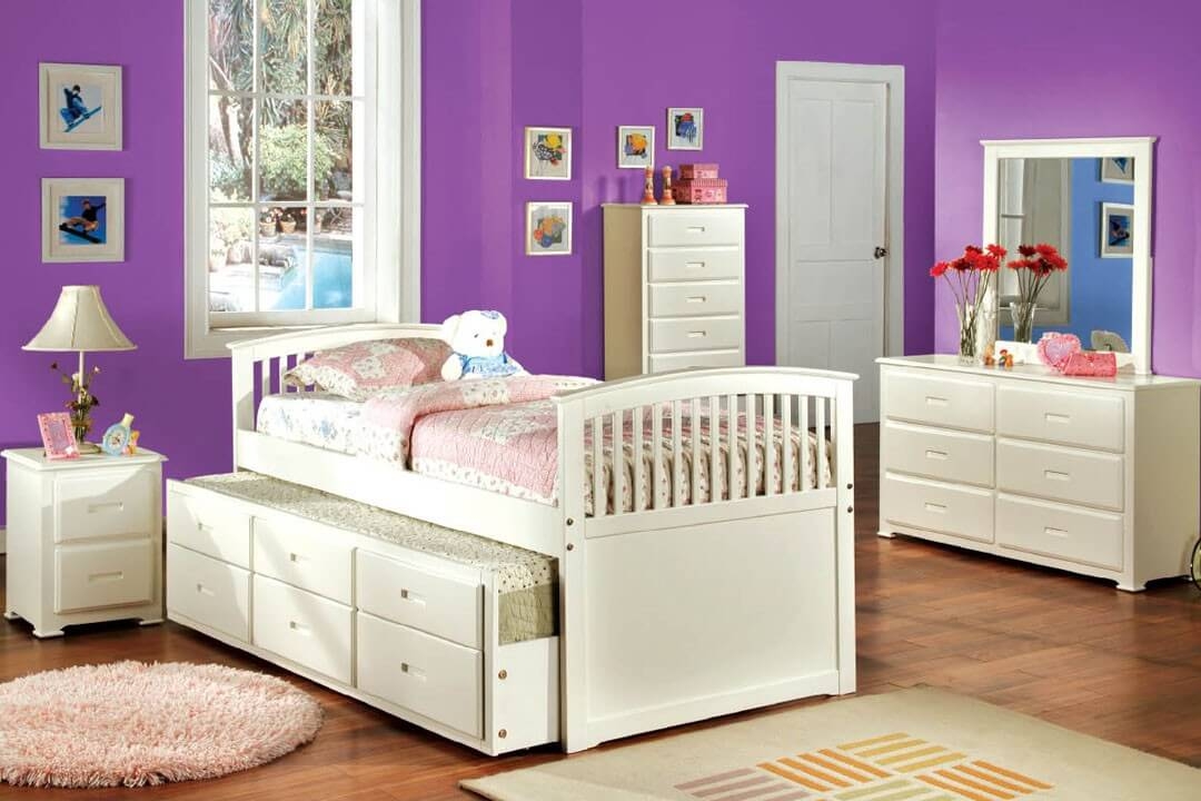 White trundle bed with storage 1