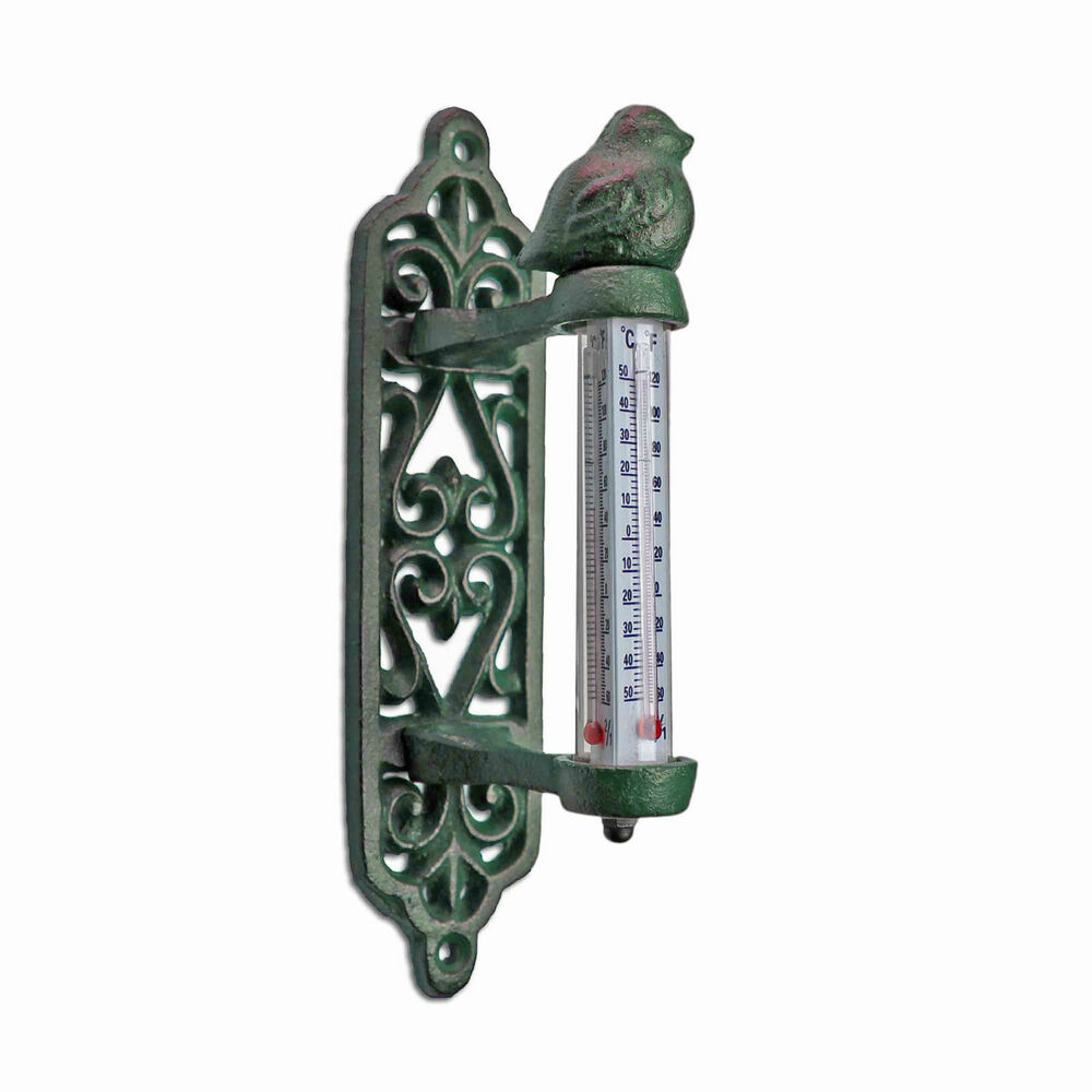 Accessories cast iron wall mountable garden thermometer
