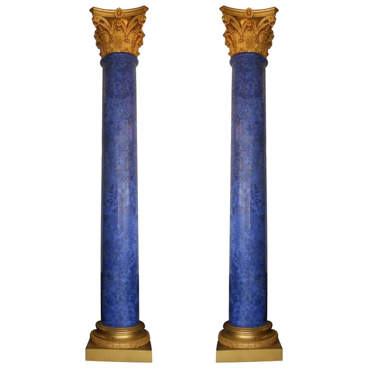 Grand pair of lapis lazuli columns from a unique collection