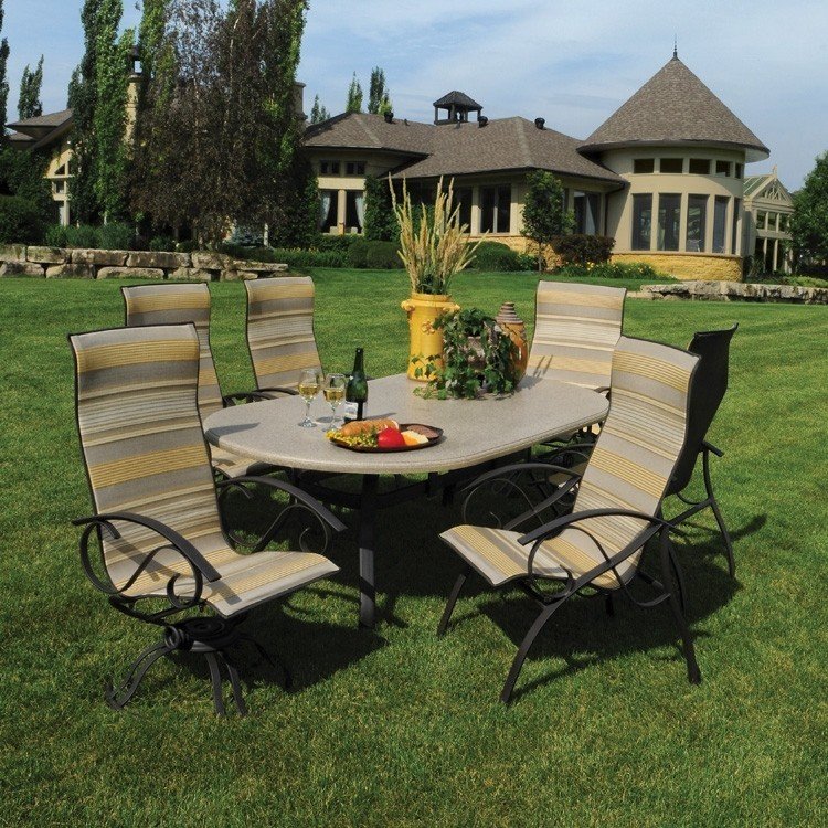 Kensington ii sling dining set with high back chairs and
