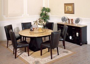 Messina round marble espresso dining table with lazy susan