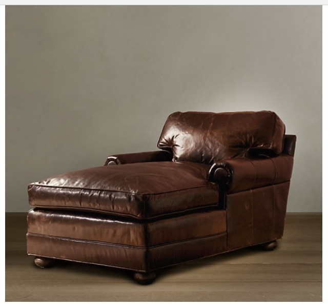 Photo 4 a dark brown leather chaise lounge chair with