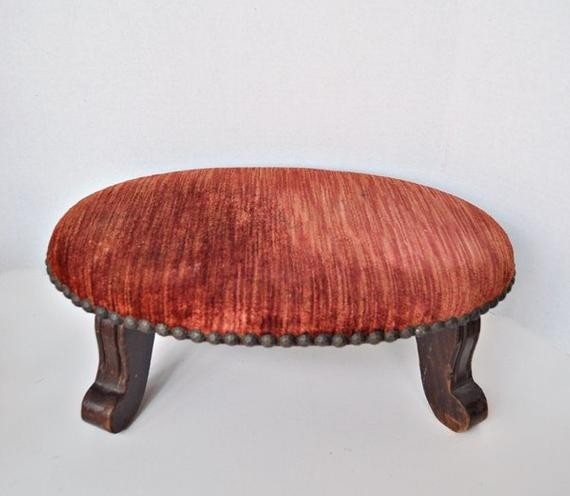 Small antique footstools antique small oval footstool coral crushed
