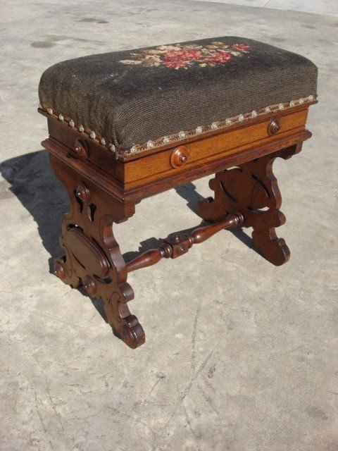 1990s Vintage Solid Wood Foot Stool