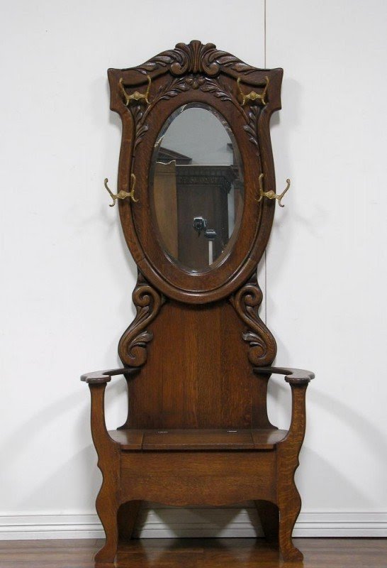 White hall stand with mirror