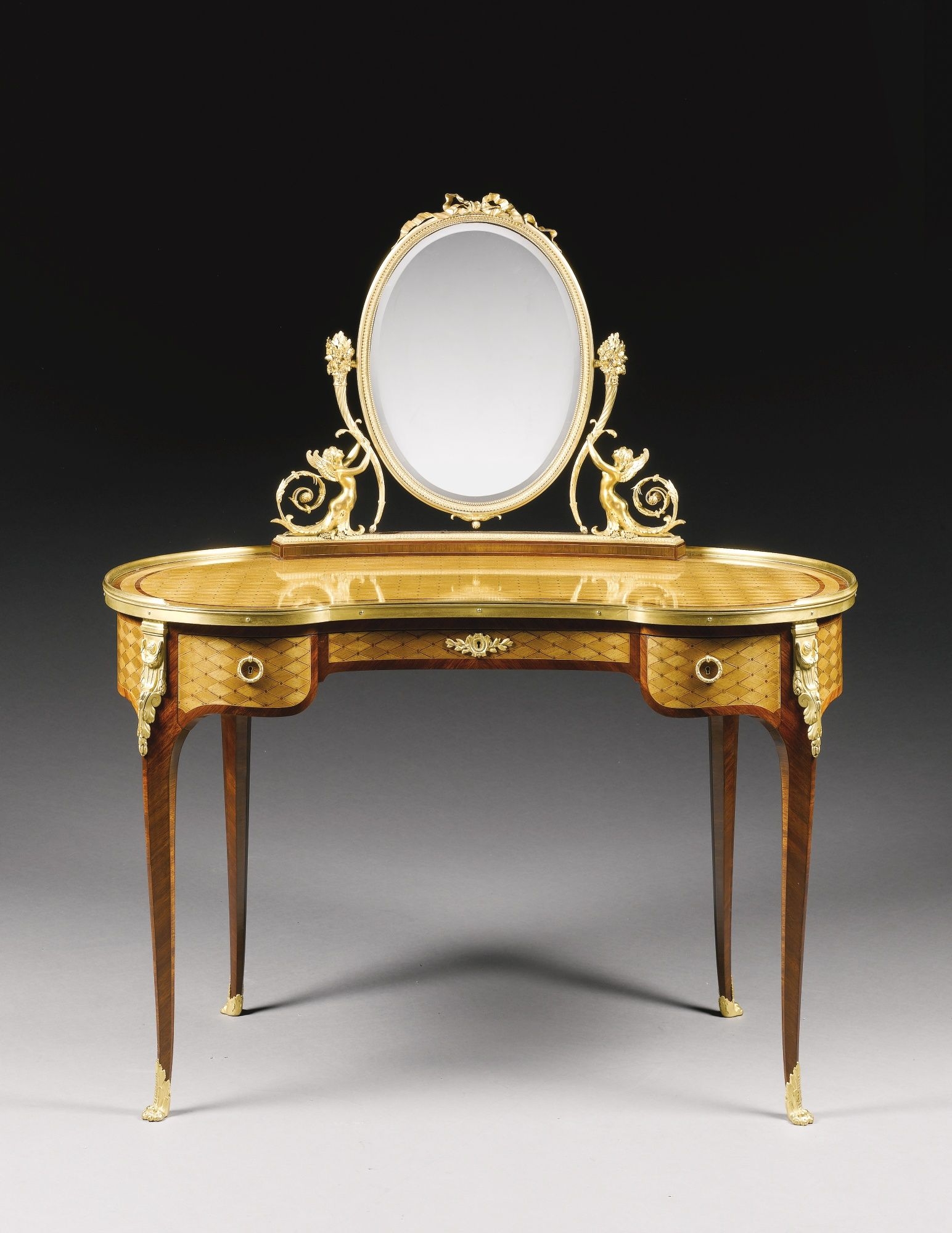 Antique tri fold vanity mirror