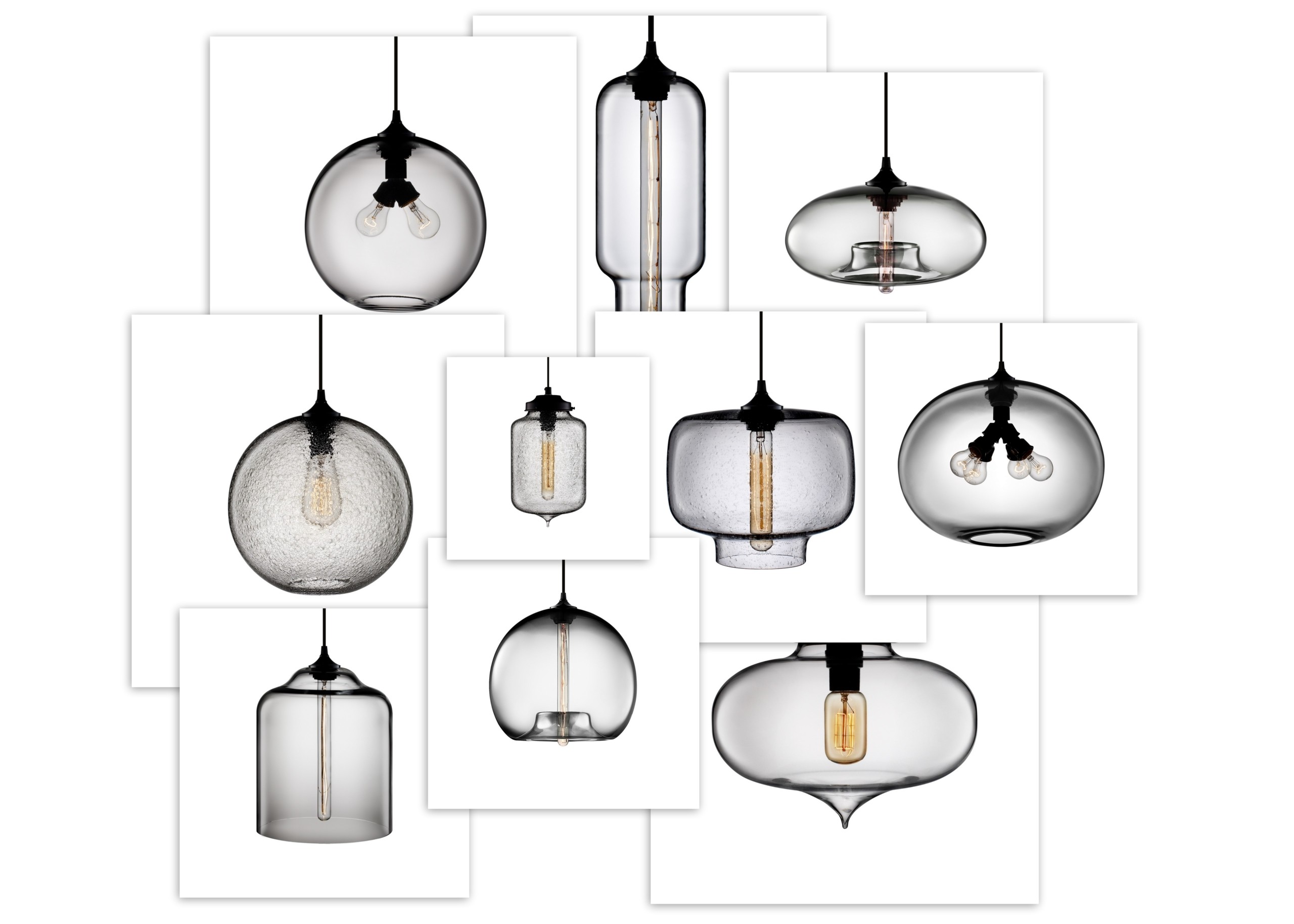 Blown glass pendant lights by jeremy pyles for niche modern