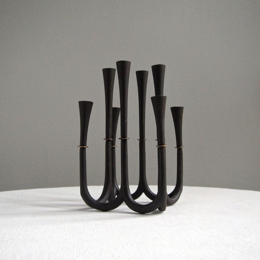Danish modern cast iron candelabrum