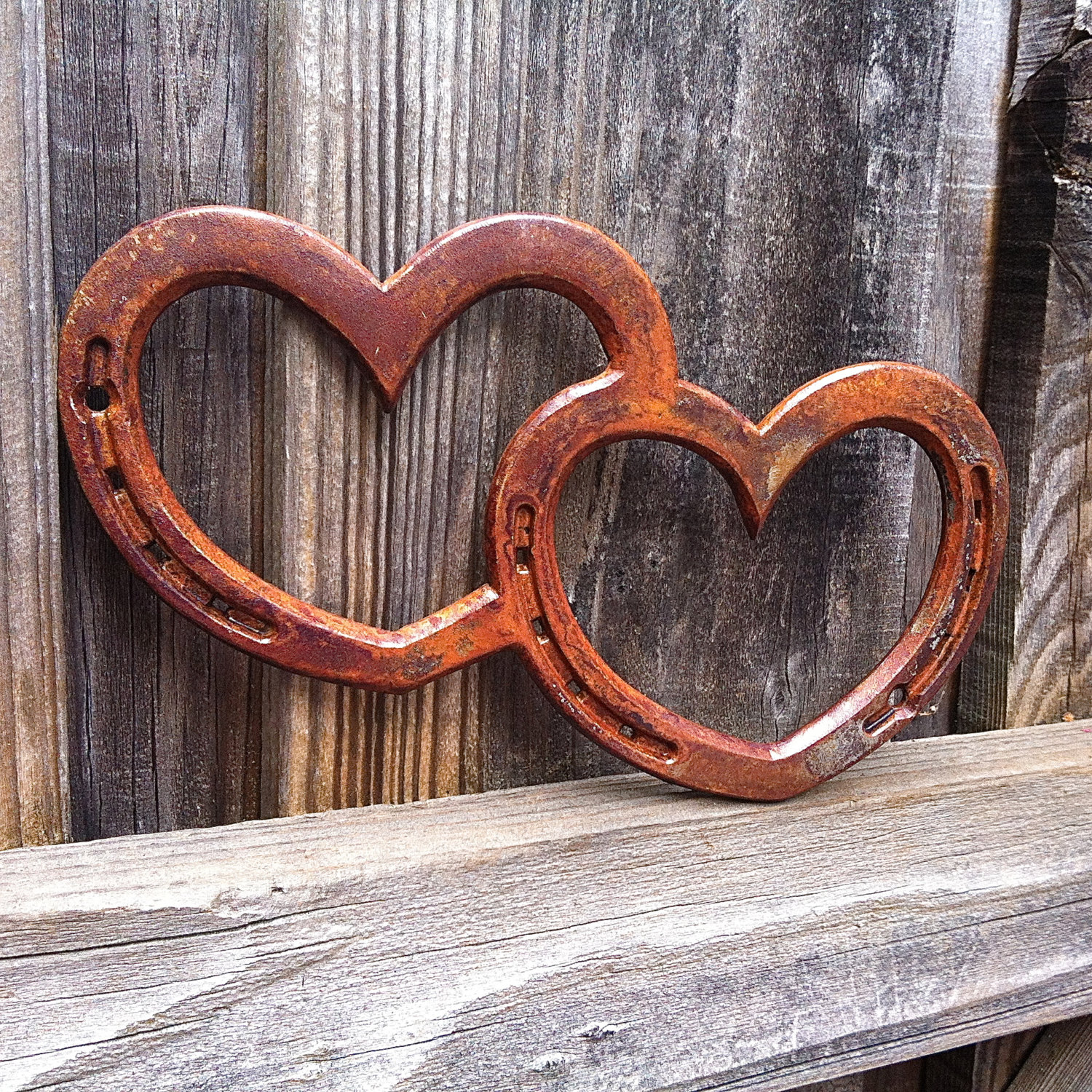Double horseshoe heart wall art sign western bridal wedding anniversary