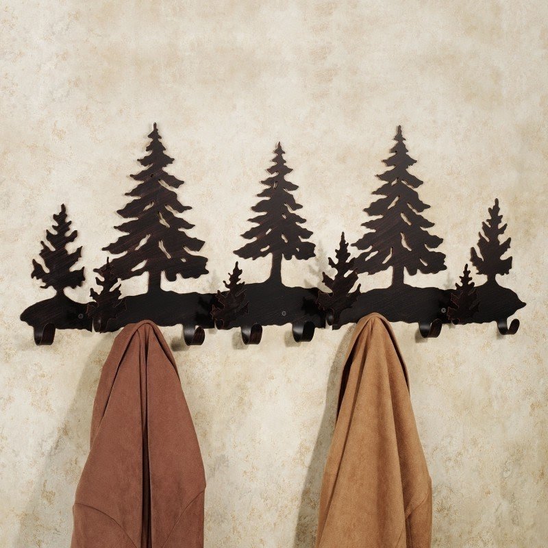 Home pine tree iron wall mount coat rack