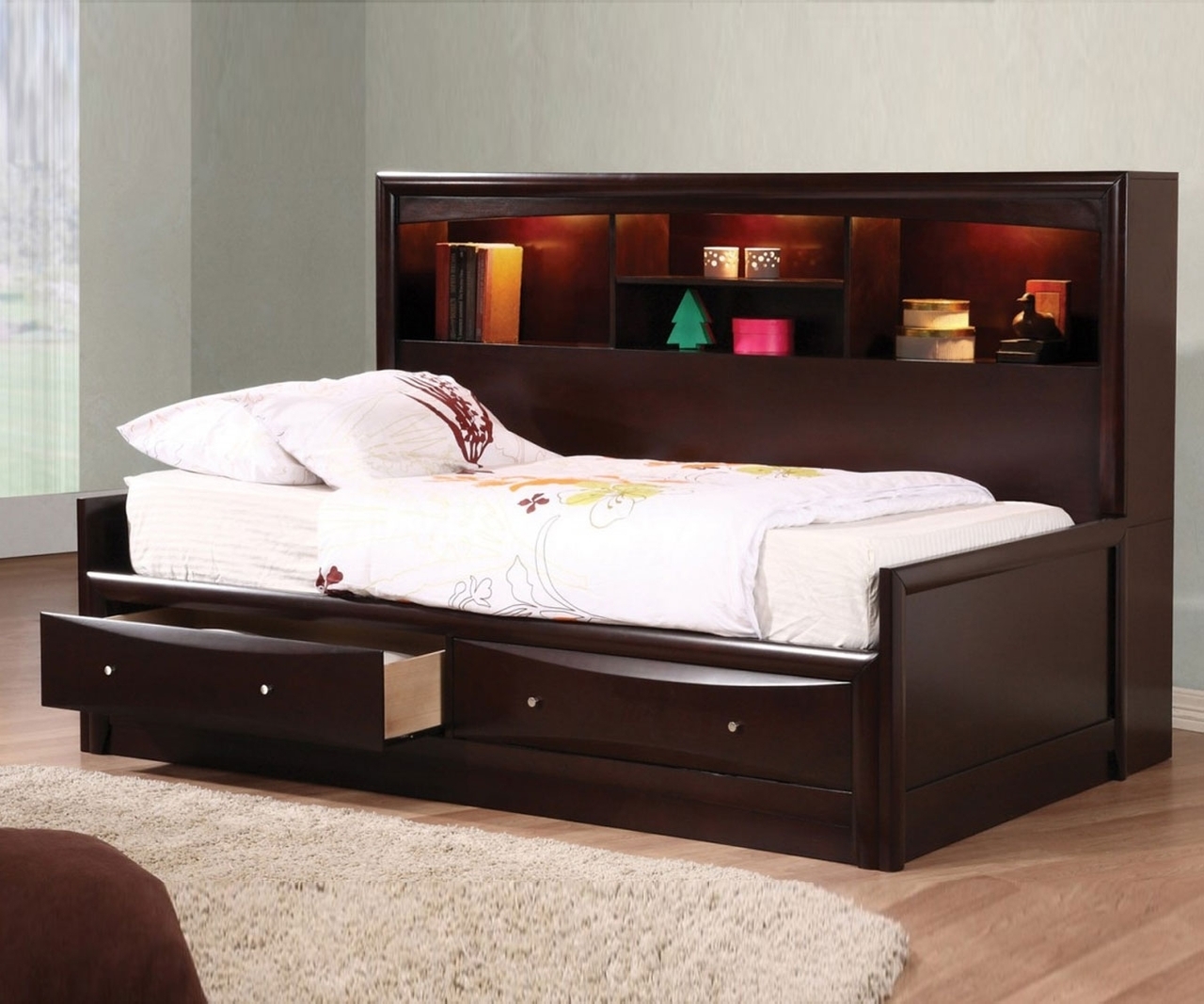 King size platform bed with storage drawers