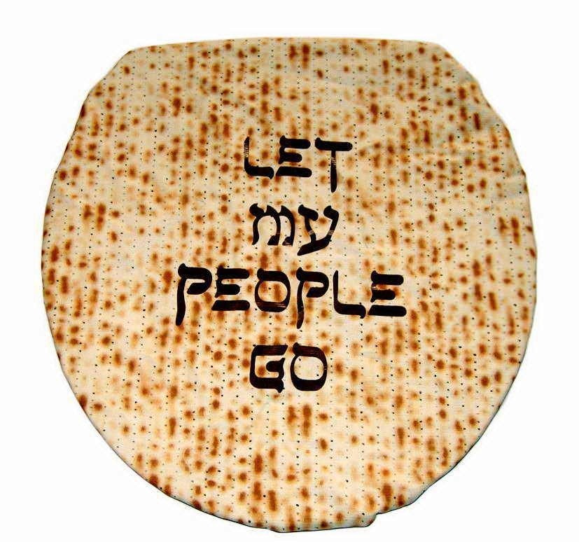 Let My People Go - Jewish Matzoh Cloth Toilet Lid Cover black letters - For Passover