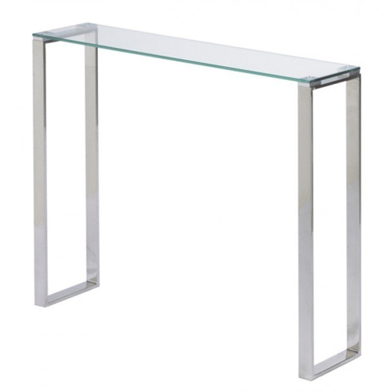 Narrow console table chrome and glass