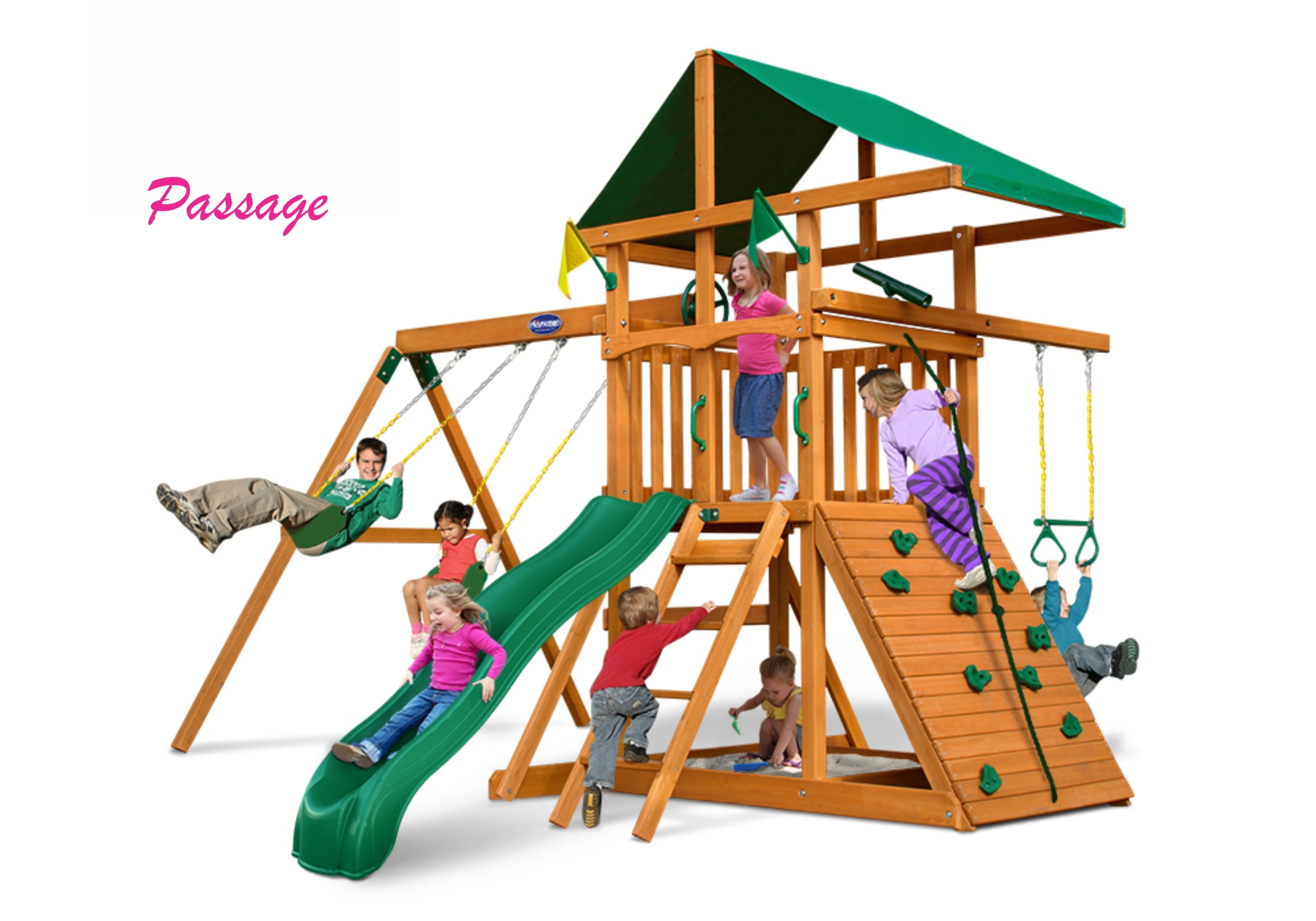 tp chalet wooden playhouse & slide
