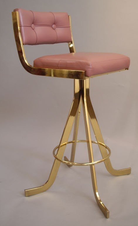 Pair of 1970s polished brass barstools image 2
