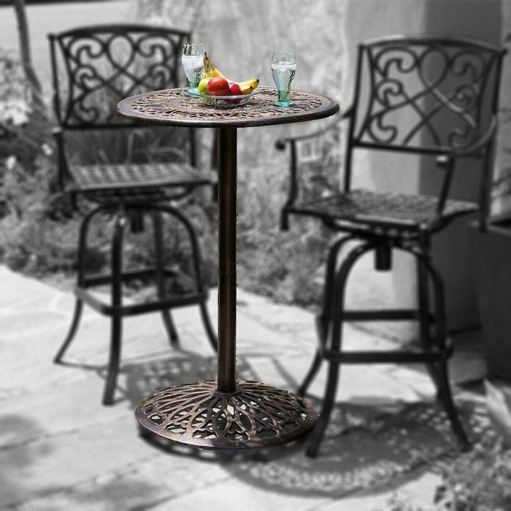 Paris Cast Aluminum Outdoor Bar Height Bistro Table Chairs Are Not Included 