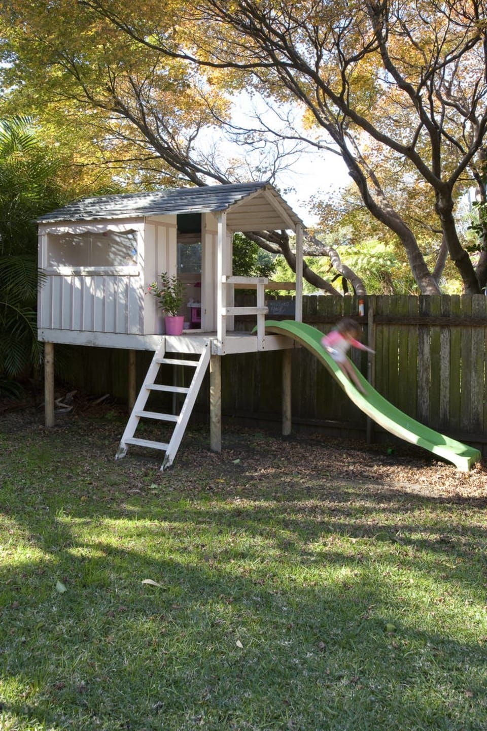 Playhouse and slide