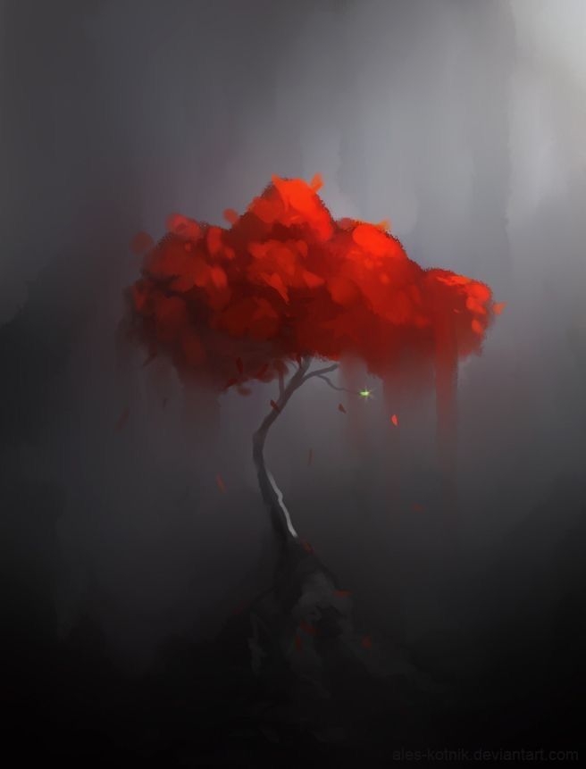 Red trees painting 1