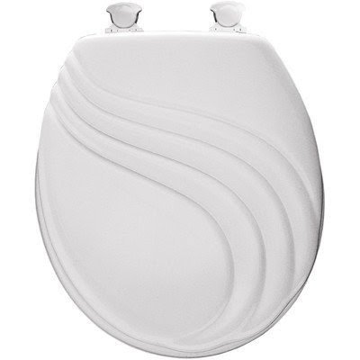 Round Molded Wood Swirl Design Toilet Seat with Easy Clean and Change Hinges