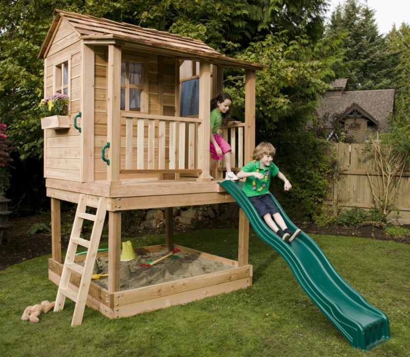 cheap wooden playhouse with slide