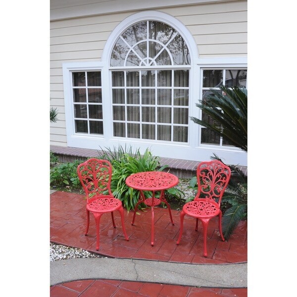 red cast iron bistro set