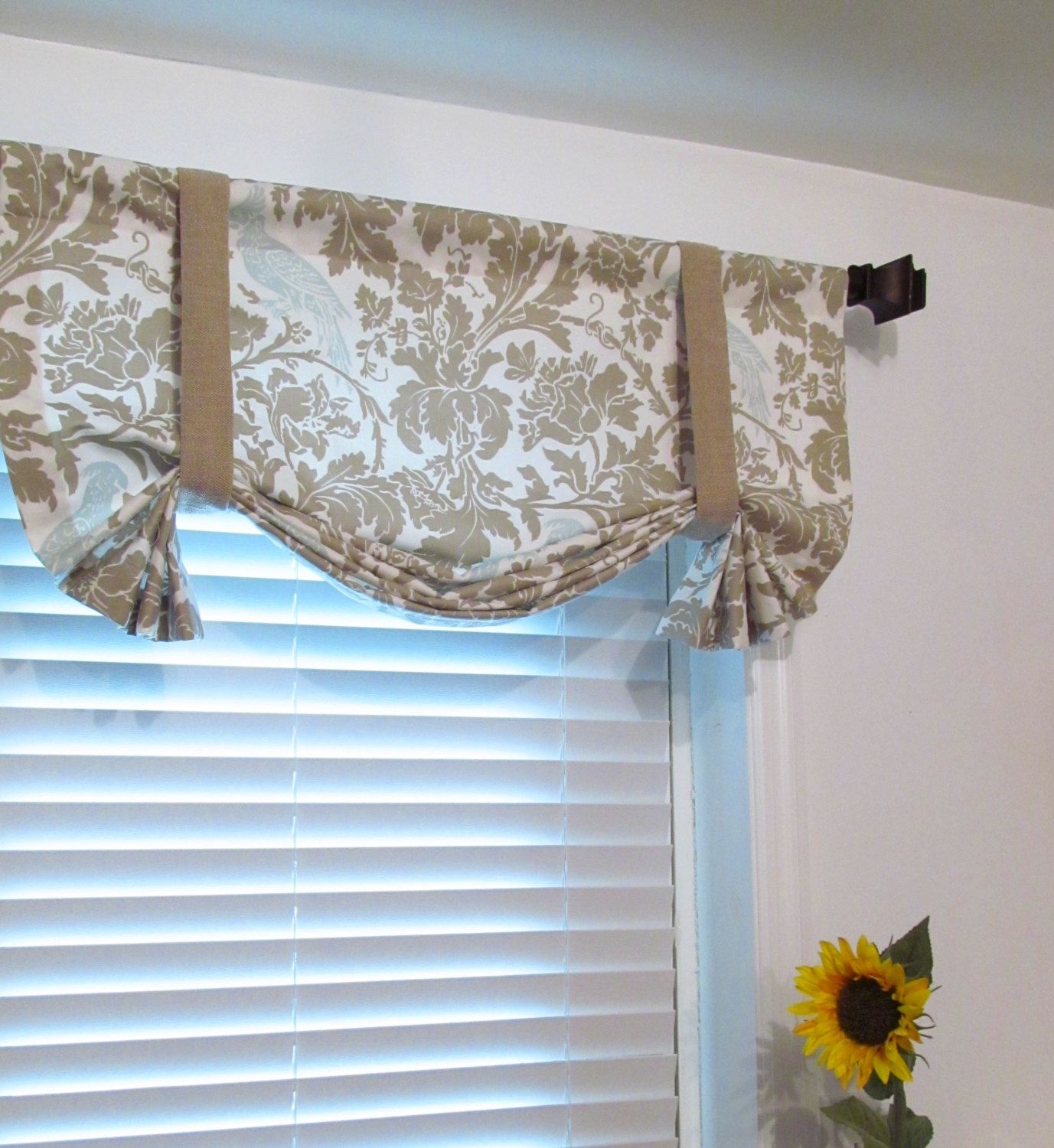Tie up curtain valance barber taupe