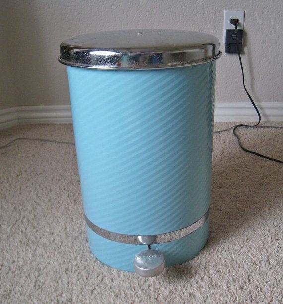 Vintage teal metal chrome beauty can