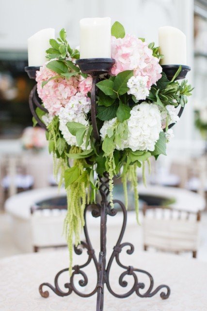 Wedding centerpieces candelabras with flowers