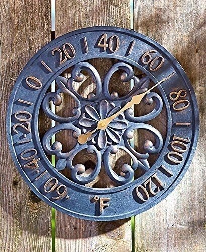 Wall and Room Decorative Silver Large Wall Thermometer Indoor Outdoor for Garden MIKSUS 12 Stainless Steel Wall Thermometer Pool Patio Kitchen 