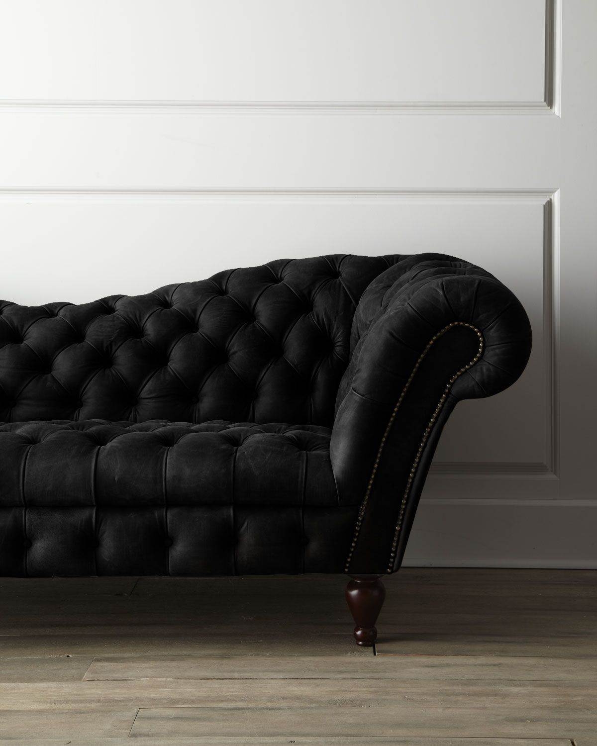 Black velvet couch