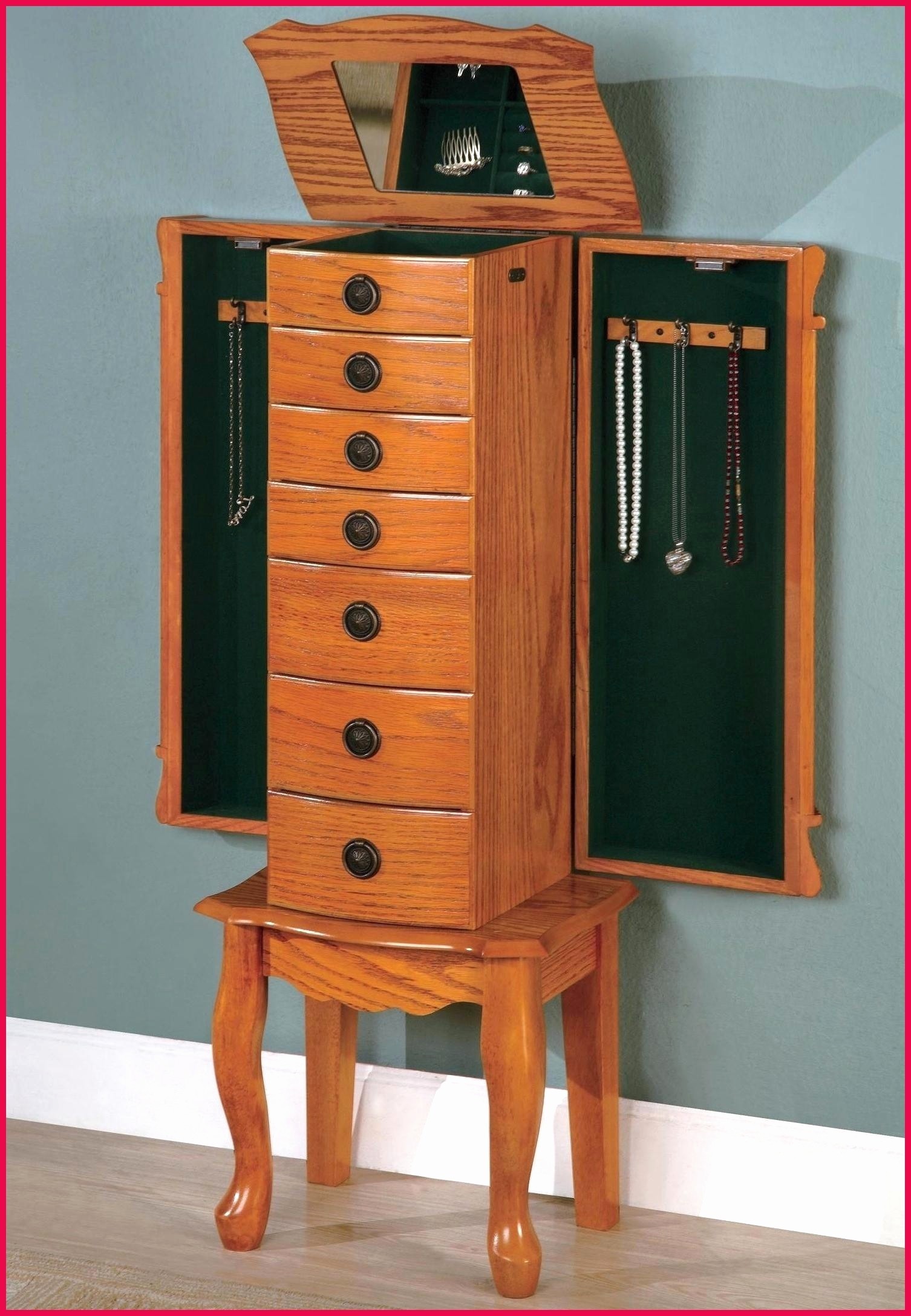 Classic oak jewelry armoire coaster co
