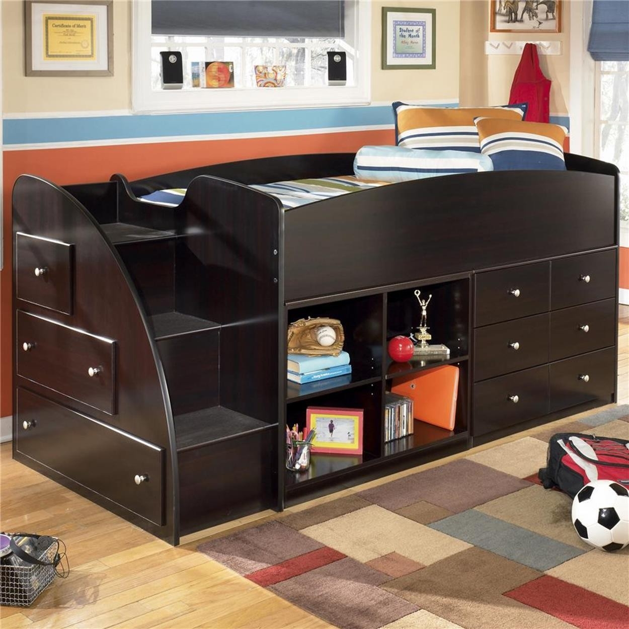 Embrace loft bed with dresser bookcase bedroom furniture beds ashley