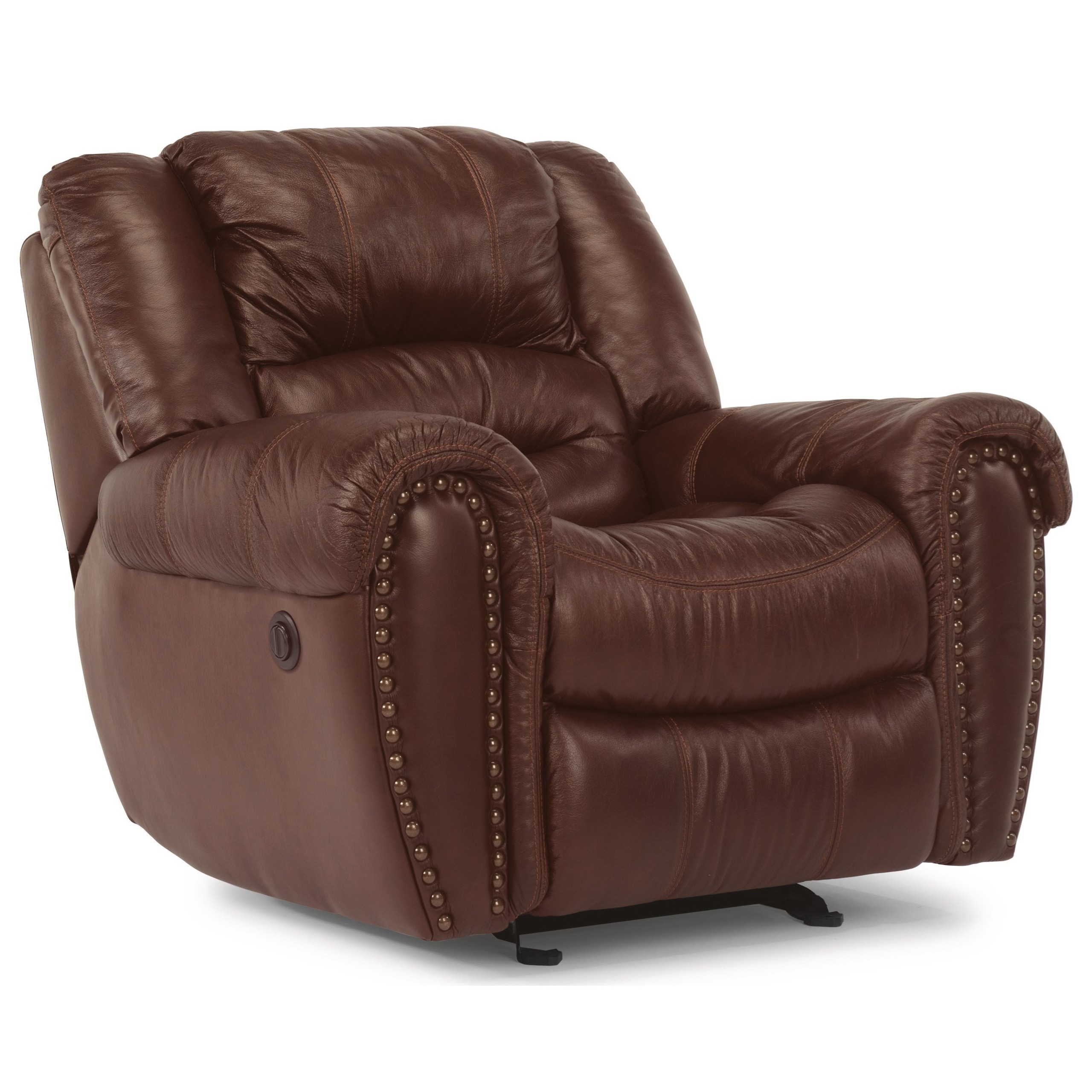 Flexsteel crosstown brown leather power recliner