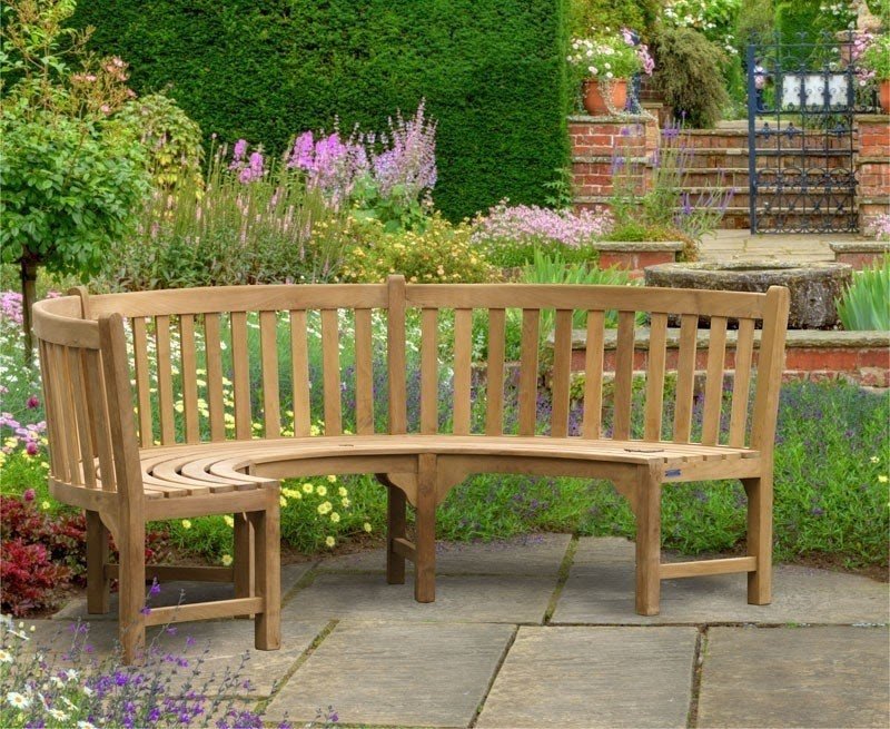 Henley teak curved garden bench all garden benches