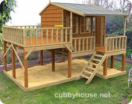 boy outdoor playhouse