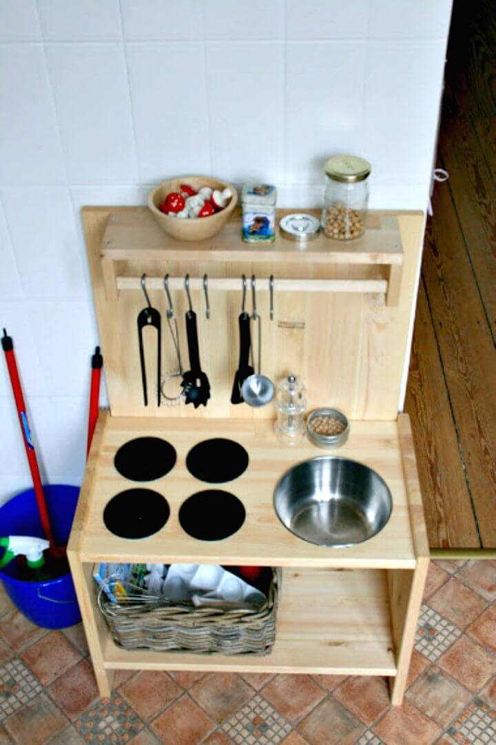 small wooden play kitchen