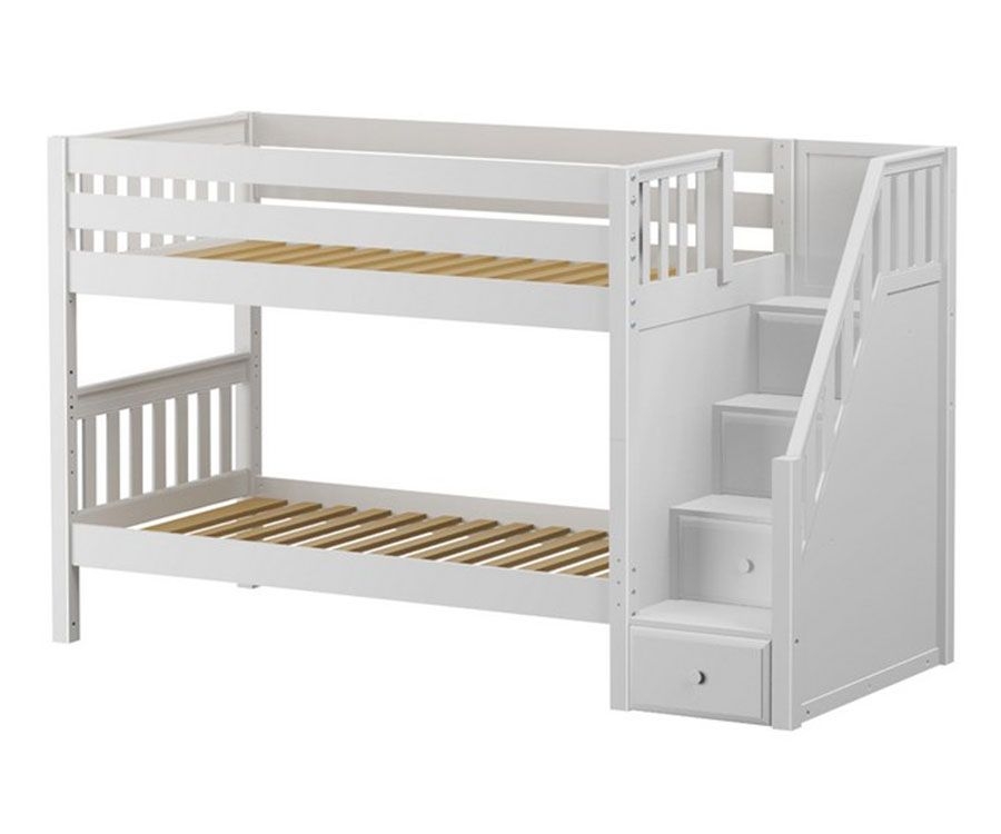 low bunk beds with stairs