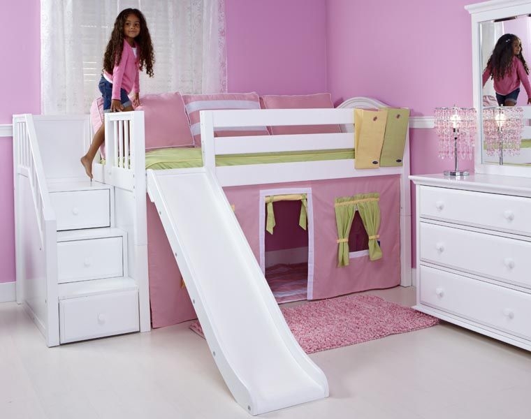 low loft bed with stairs