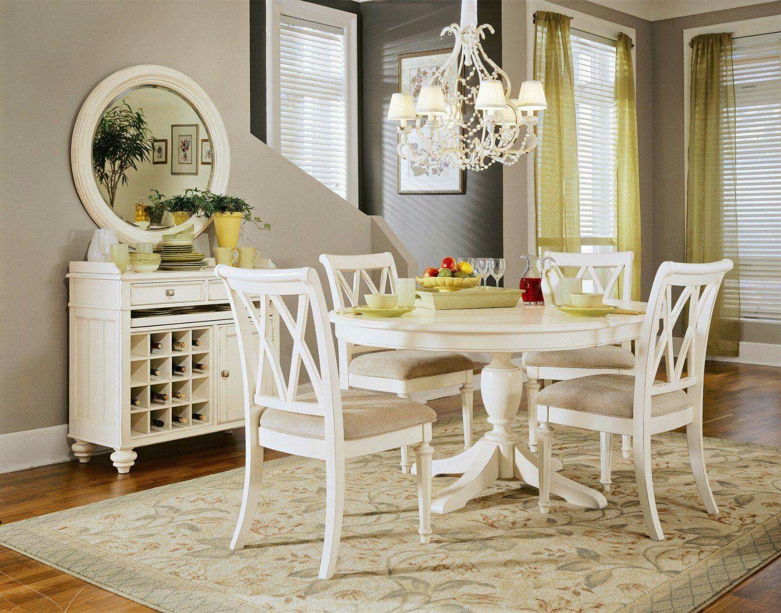 Pc white round pedestal dining table set traditional dining tables