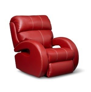 Red leather reclining sofa