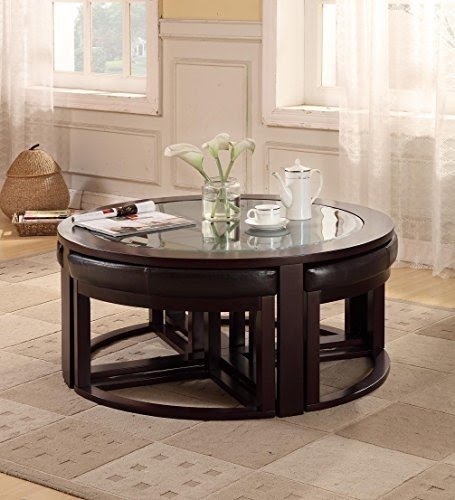Round coffee table with stools 12