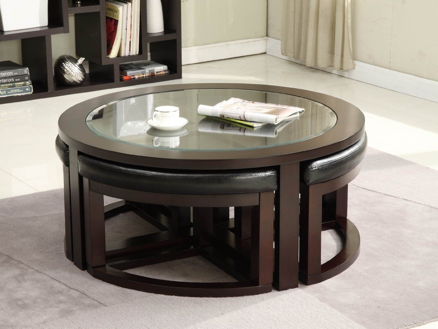 Round coffee table with stools 16