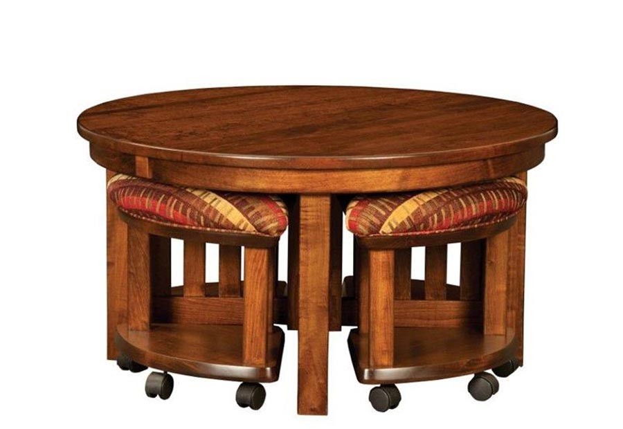 Round coffee table with stools 2