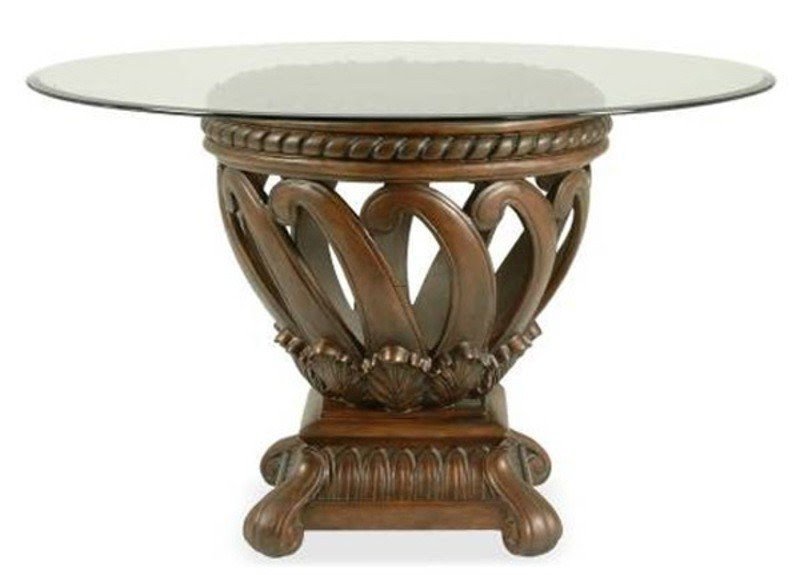 Round pedestal glass top dining table