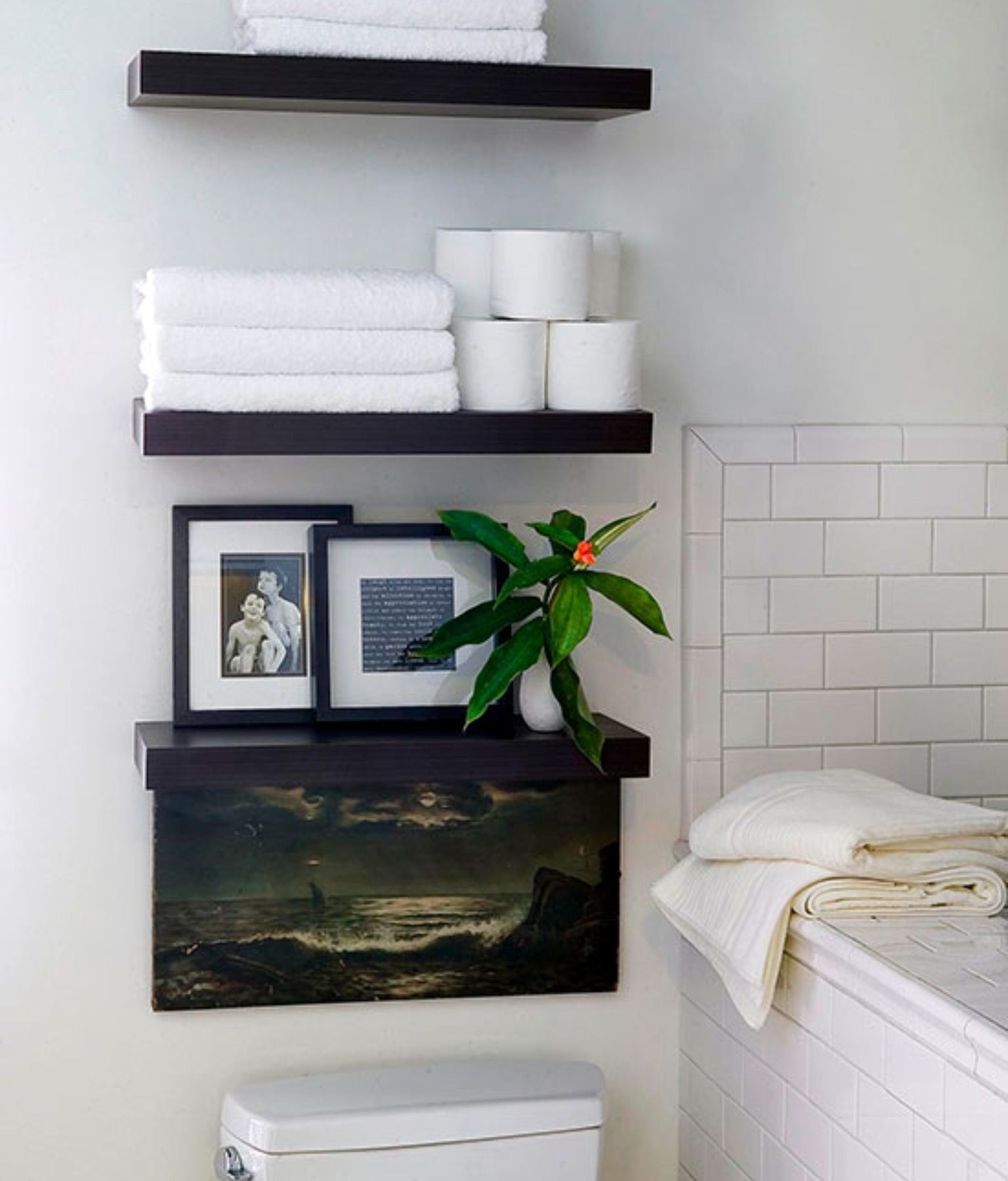 glass shelf above toilet