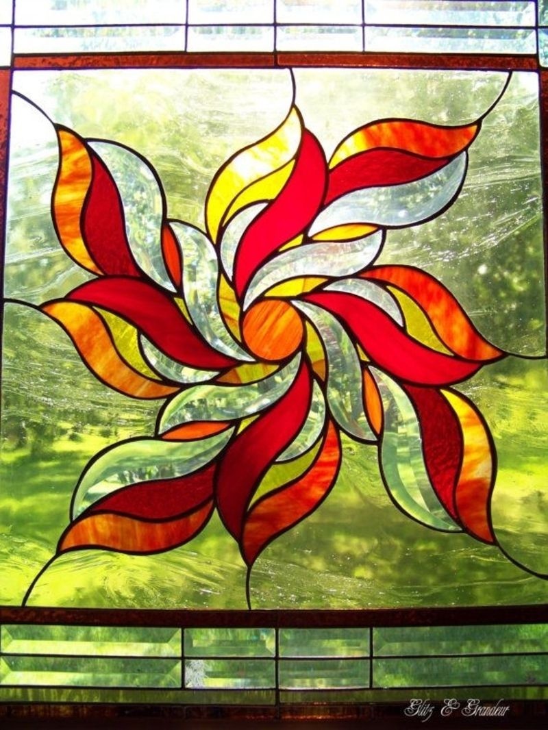 Sunburst Stained Glass Panel